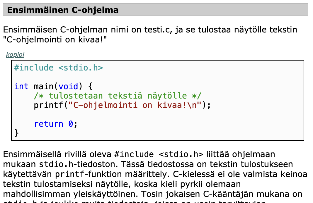 Ohjelmointiputkan C-opas
